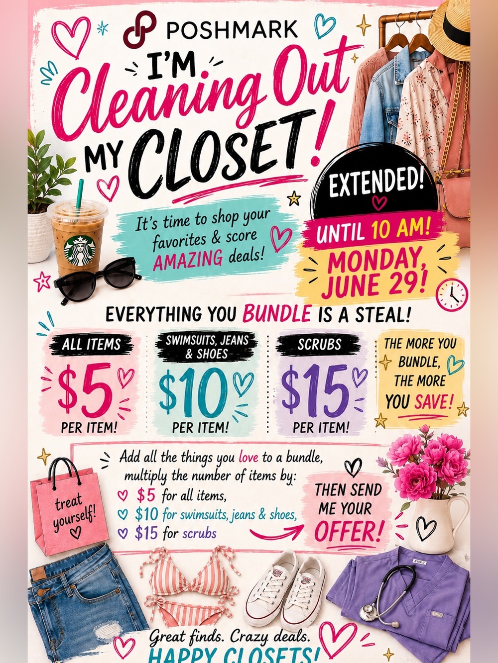 Cleaning Out My Closet Sale Graphic Tee/Print — Pink & Black Lettering